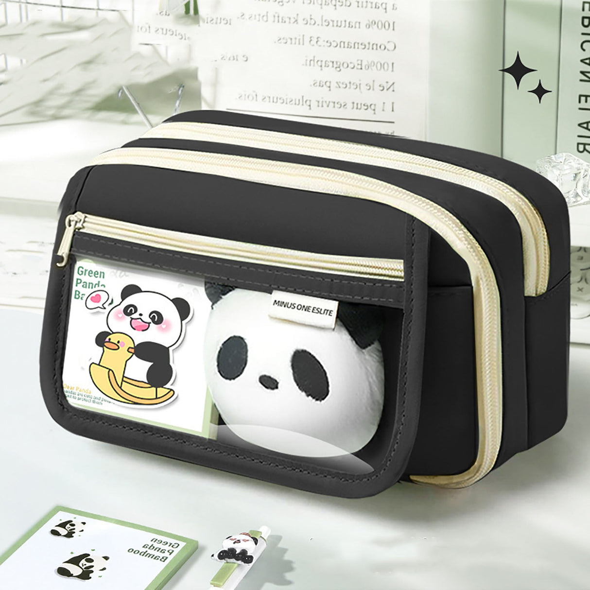Pencil Case Large Capacity Pencil Pouch, Multi-layer Aesthetic Pen Bag, Sturdy Multifunctional Pencil Bag, Pencil Box, Sky Blue Z-1-Black