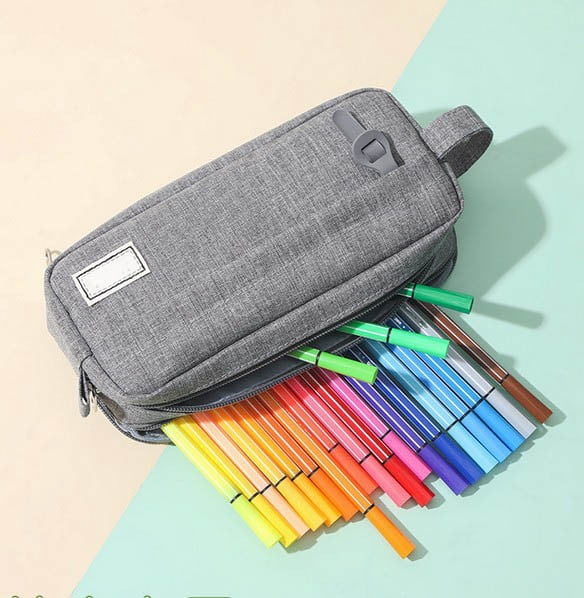 Pencil Case Large Capacity Pencil Pouch, Multi-layer Aesthetic Pen Bag, Sturdy Multifunctional Pencil Bag, Pencil Box, Sky Blue Z-3-Gray