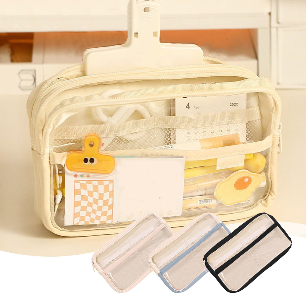 Pencil Case Large Capacity Pencil Pouch, Multi-layer Aesthetic Pen Bag, Sturdy Multifunctional Pencil Bag, Pencil Box, Sky Blue Z-4-Black