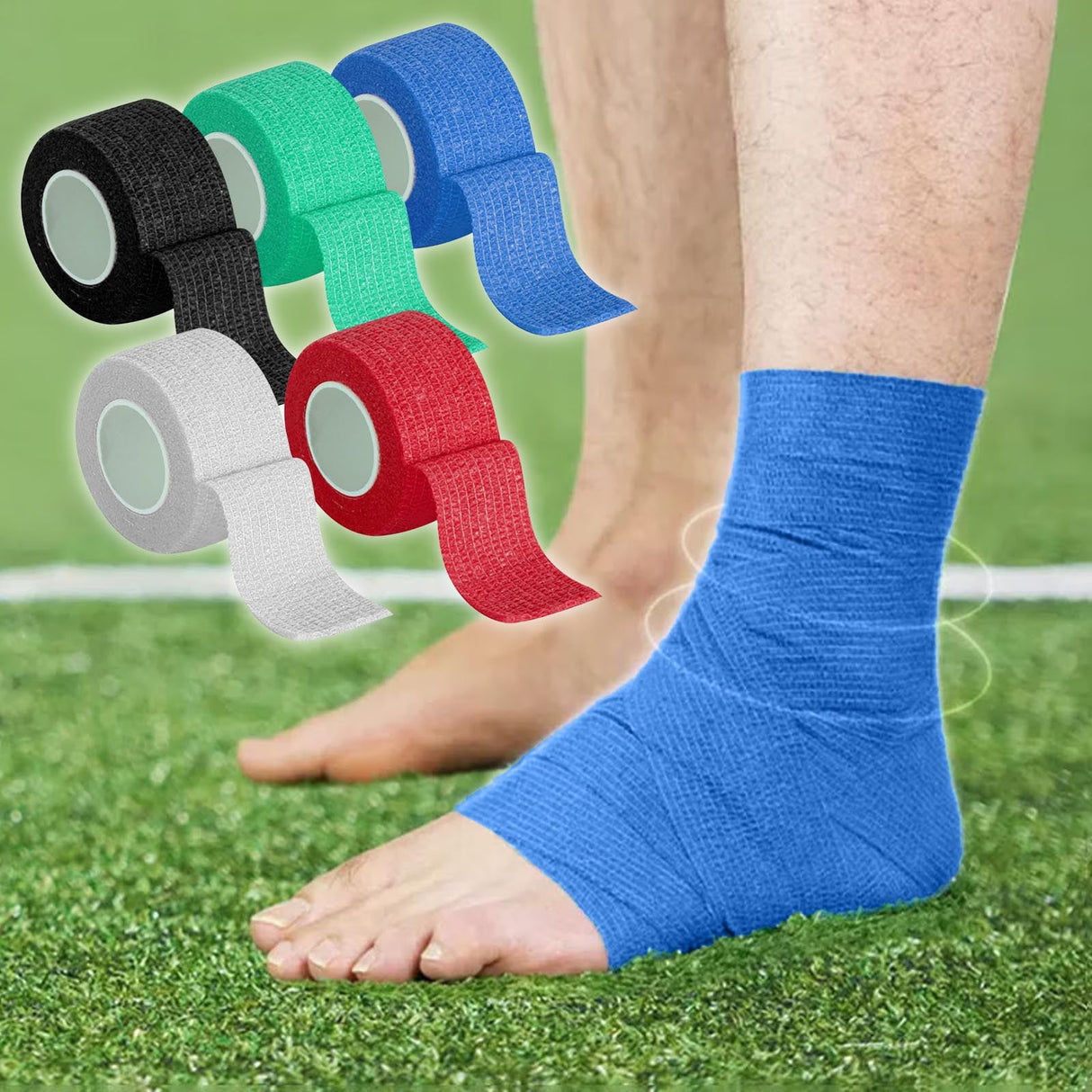 3 Rolls Kinesiology Tape, 3 Colors 1 Inch x 14.8 Feet Athletic Tape, Elastic Muscle Tape, Sports Tape, Thumb, Finger, Wrist, Ankle, Knee Tape for Exercise and Daily Use Green