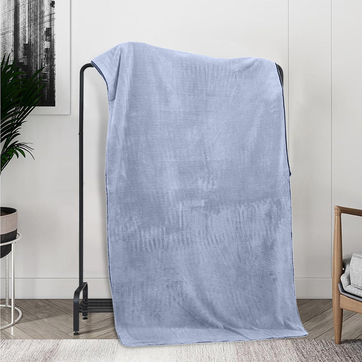 Extra Large Bath Towels, Soft Highly Absorbent Bath Towels Microfiber Velvet Towels Lightweight Quick Drying Towels for Bathroom Beach, Spa, Shower, Hotel-27.5×55.1"-Gray A_#Blue