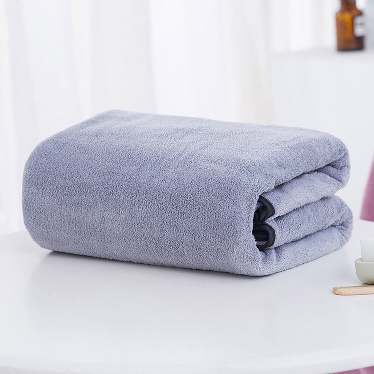Extra Large Bath Towels, Soft Highly Absorbent Bath Towels Microfiber Velvet Towels Lightweight Quick Drying Towels for Bathroom Beach, Spa, Shower, Hotel-27.5×55.1"-Gray A_#Blue