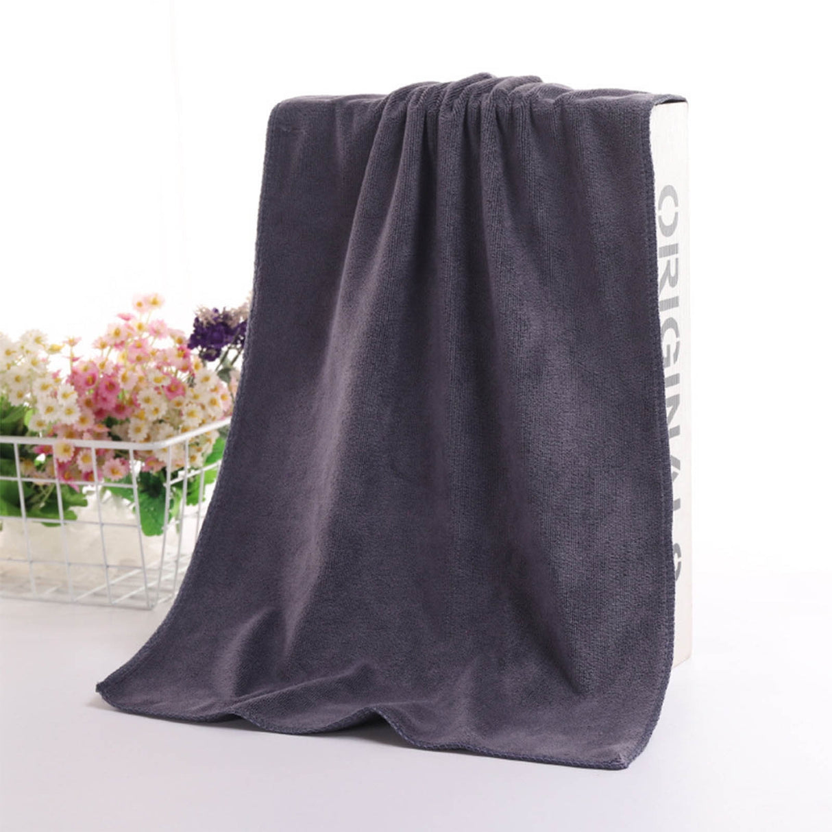 Microfiber Towel 29.5x13.8", 2 PACK Soft Lightweight Bath Towels Quick-Drying Towels Highly Absorbent Wash Cloths, Towels for Bathroom, Body, Gym, Shower, Hotel(White) A_#Gray【2pcs】