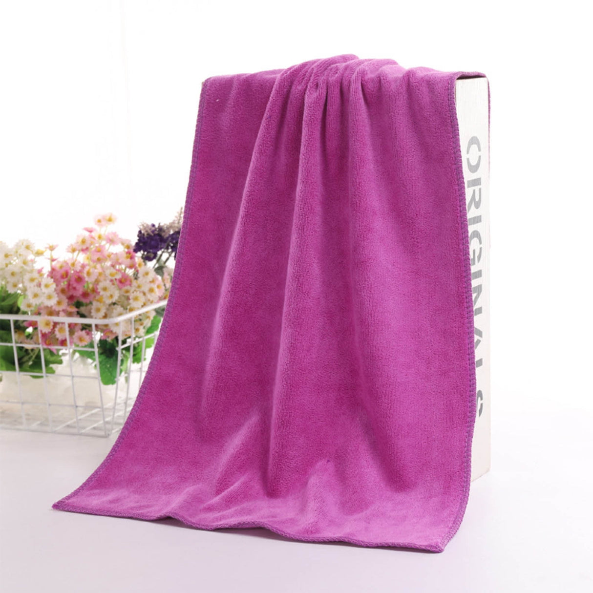 Microfiber Towel 29.5x13.8", 2 PACK Soft Lightweight Bath Towels Quick-Drying Towels Highly Absorbent Wash Cloths, Towels for Bathroom, Body, Gym, Shower, Hotel(White) A_#Hot Pink【2pcs】