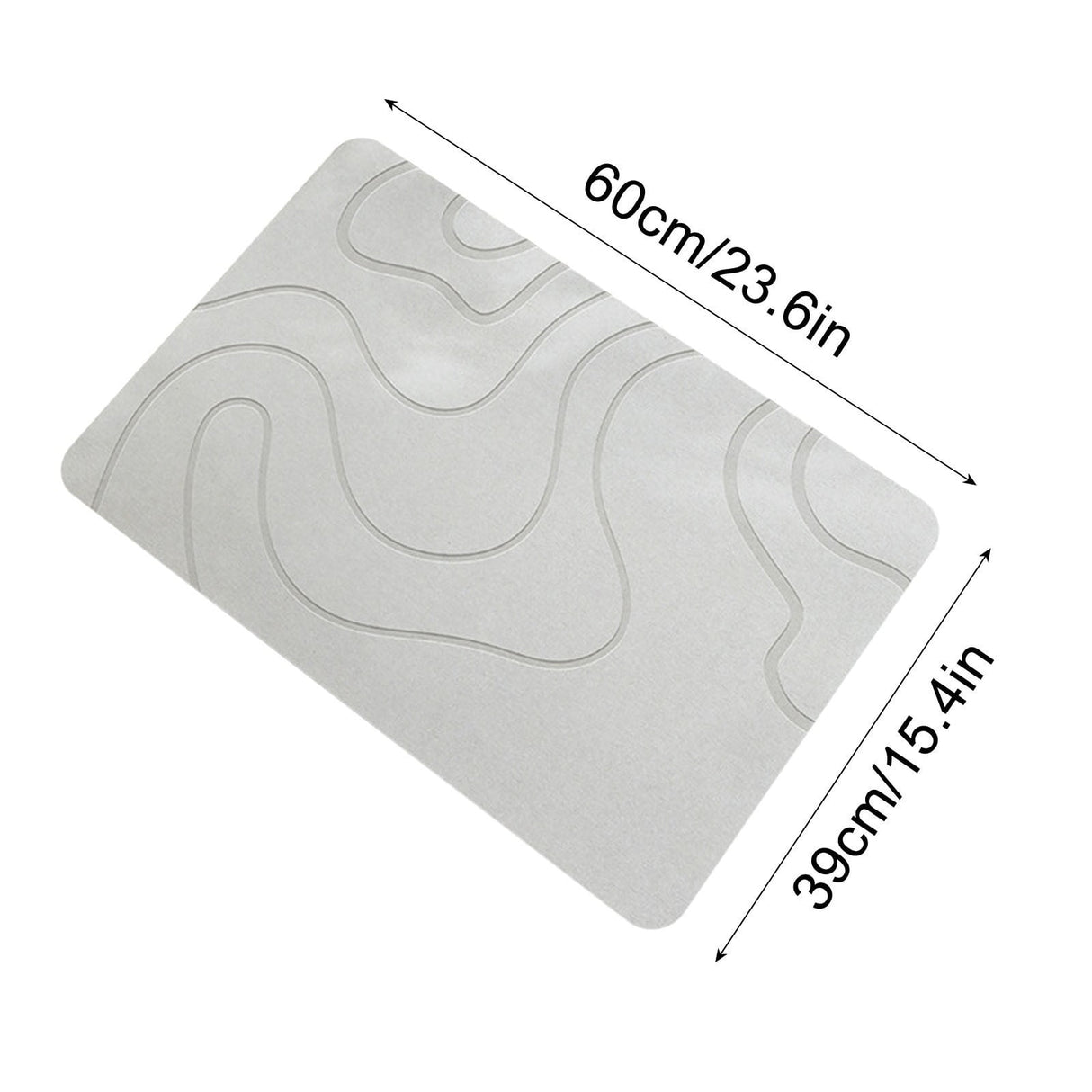Stone Bath Mat, 16x24" Quick Drying Diatomaceous Earth Bath Mat Super Absorbent Non Slip Stone Bath Mats Washable Rug for Bathroom Floor Kitchen Shower, Dark Gray White
