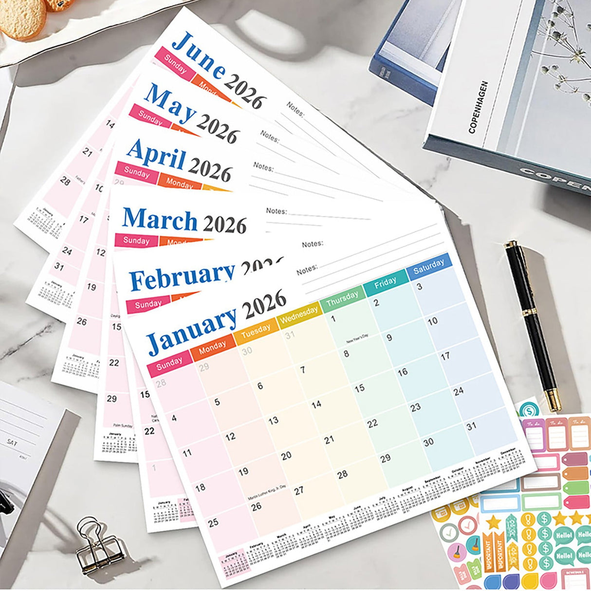 Magnetic Calendar for Refrigerator 2026-2027, 12x10" 18 Month Runs Monthly Fridge Calendar Magnet from Jan 2026 to Jun 2027 for Home School Office B