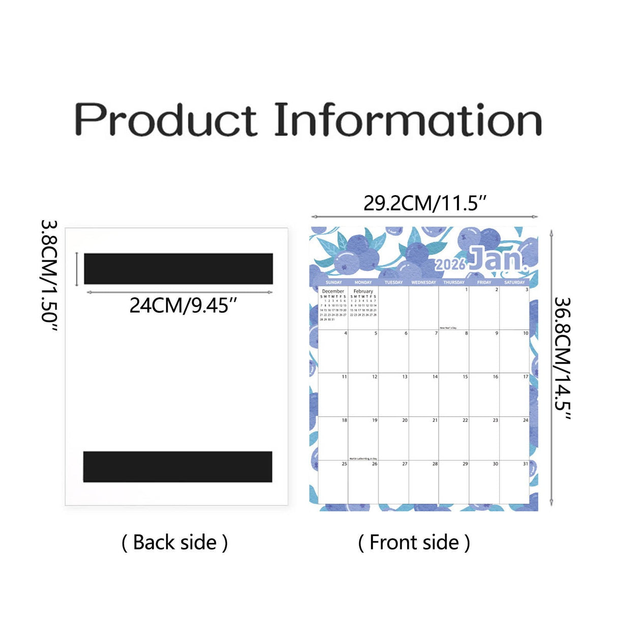 Magnetic Calendar for Refrigerator 2026-2027, 12x10" 18 Month Runs Monthly Fridge Calendar Magnet from Jan 2026 to Jun 2027 for Home School Office Blueberry