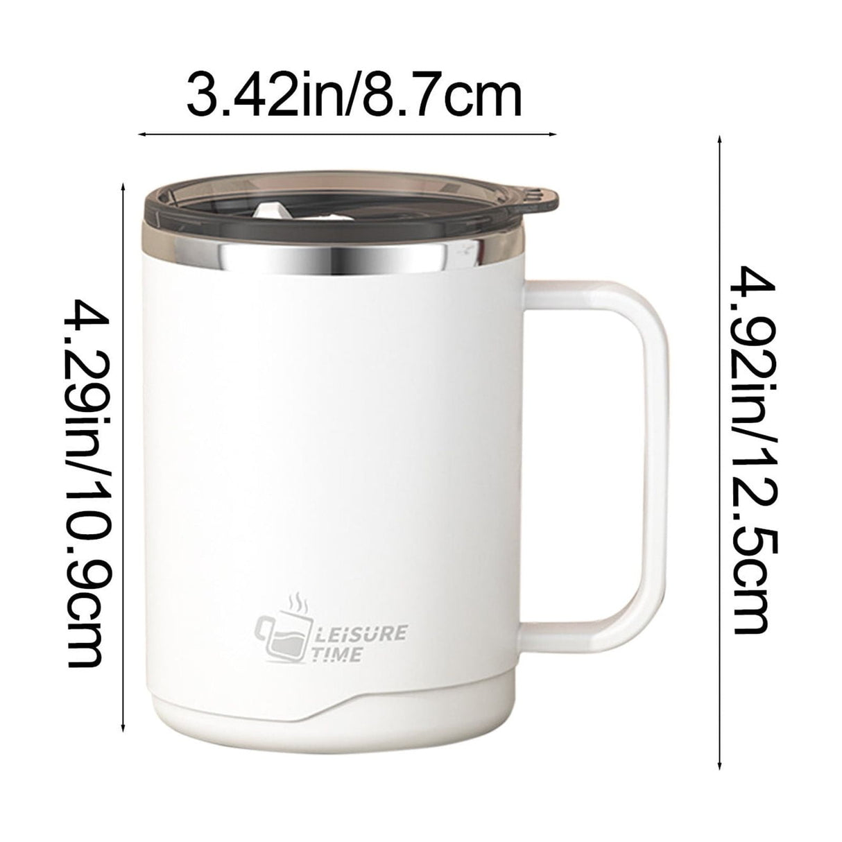 Insulated Coffee Mug, 20oz Stainless Steel Tumbler with Slider Lid Travel Coffee Cups with Handle for Camping Office Home, Blue White