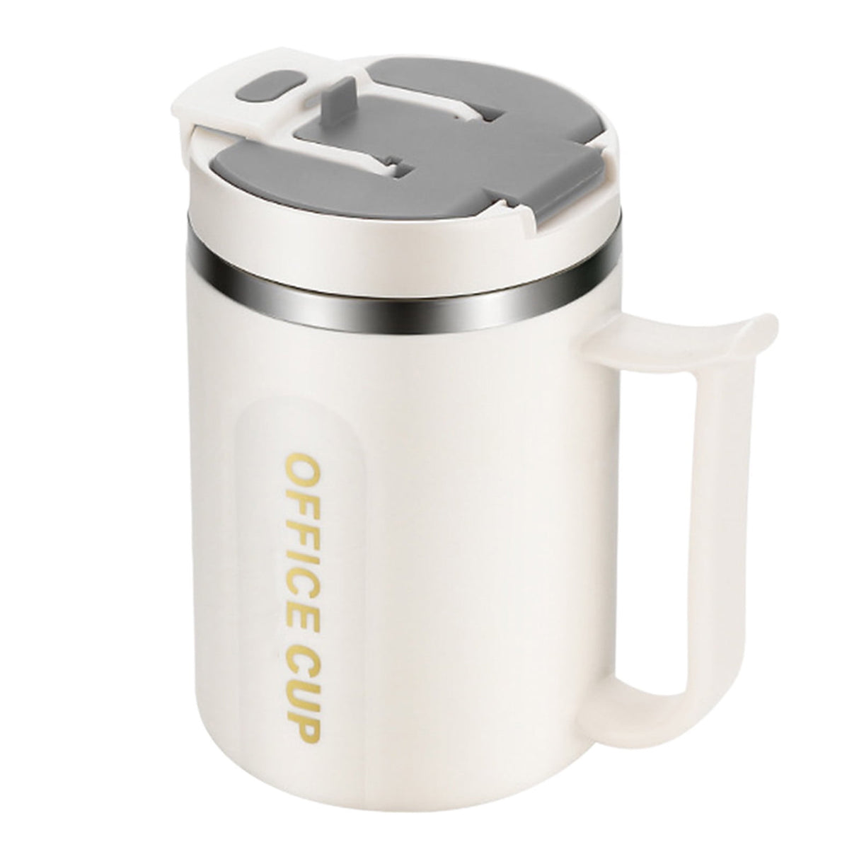 Insulated Coffee Mug, 20oz Stainless Steel Tumbler with Slider Lid Travel Coffee Cups with Handle for Camping Office Home,ZG_#Gray