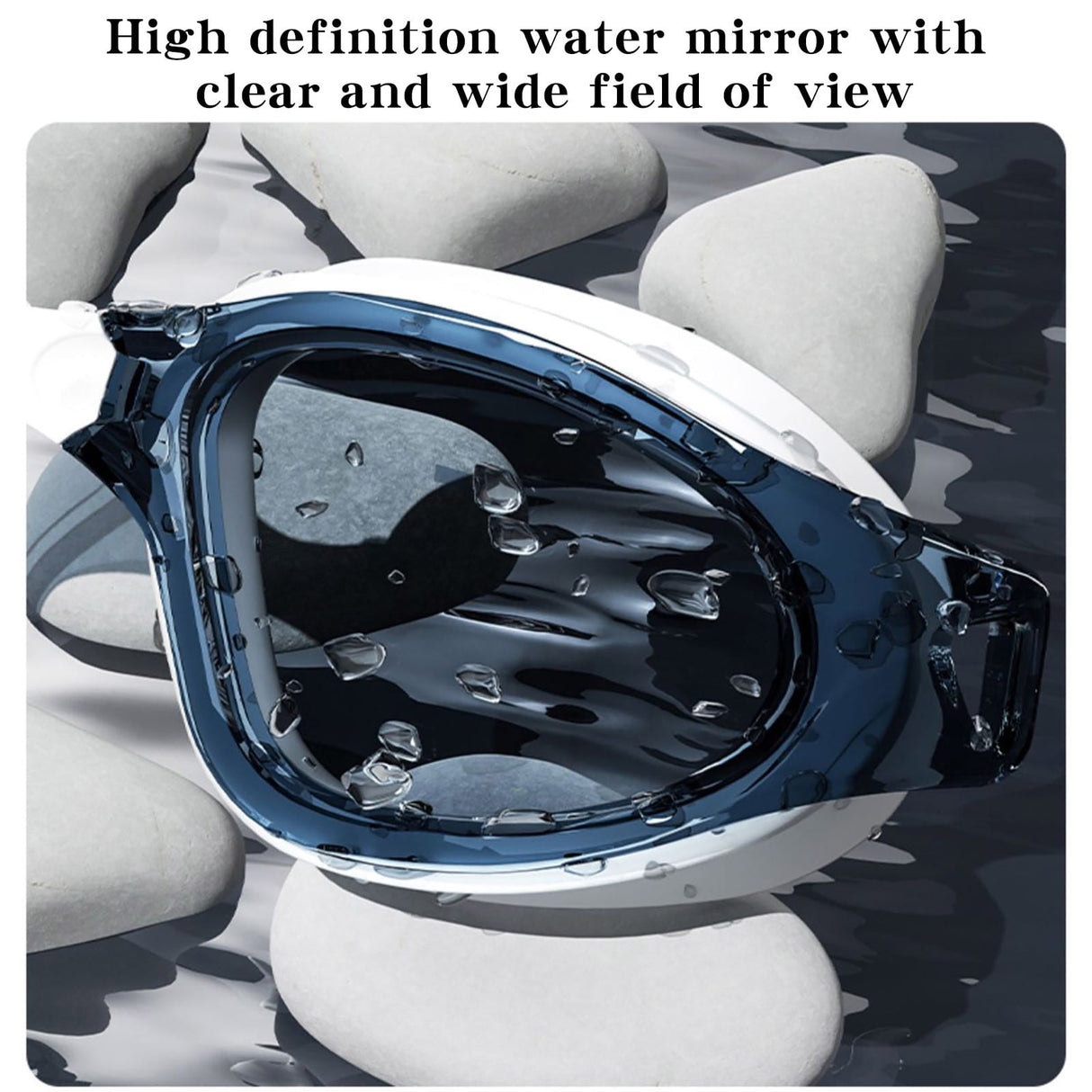 Large Frame Swim Goggles for Adults - Electroplated Anti-Fog HD Myopia Swimming Goggles with Adjustable Nose Cover, Leak-Proof Seal for Men & Women, Pool & Open Water by 15_Anti-Glare Swimming Goggles Adult_BU