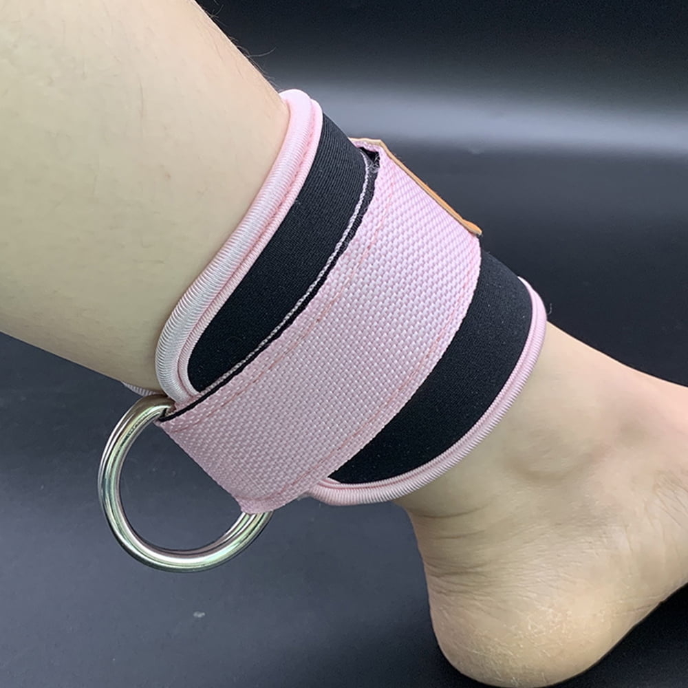 Adjustable Polyester Ankle Straps for Cable Machine Kickbacks (2 Pack) Pink