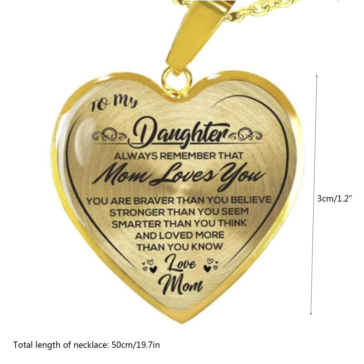 To My Daughter Stainless Steel Necklace Heart Lettering Peach Heart Pendant Necklace Jewelry Gifts for Daughter Gold