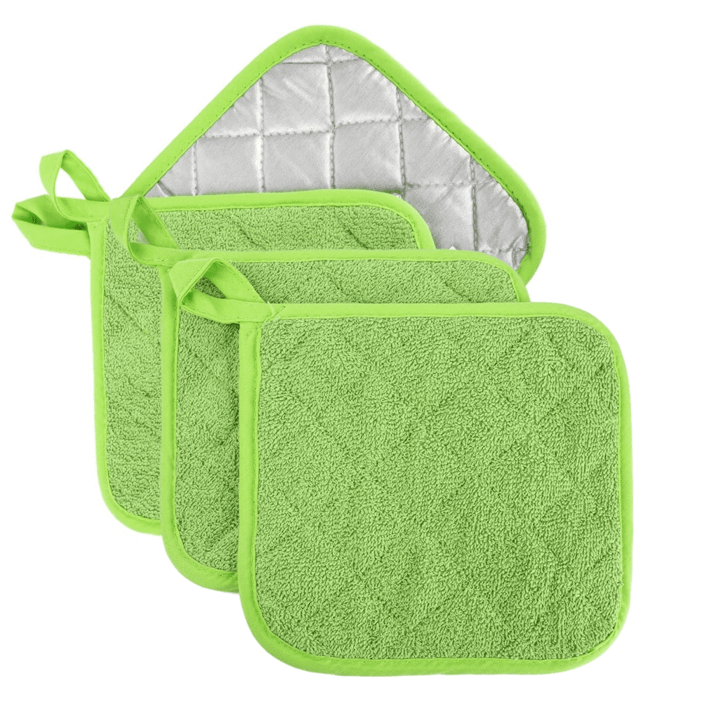 4 Pack Pot Holders for Kitchen Heat Resistant Pot Holders Sets Oven Hot Pads Terry Cloth Pot Holders for Cooking Baking(7"x 7",GRAY) 7" x 7" PURPLE
