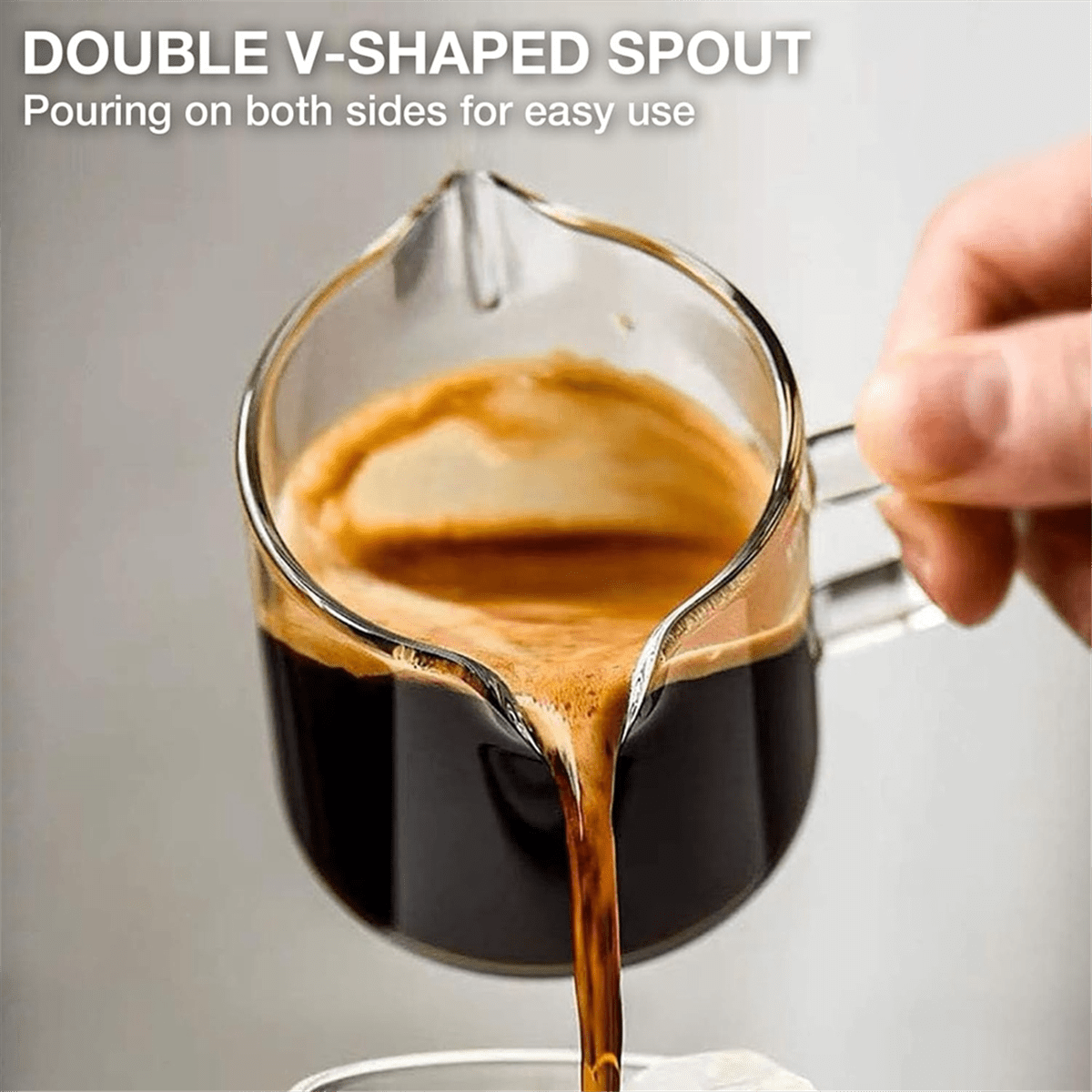 Espresso Cups Set of 2, 4 OZ Double Spouts Cups, Espresso Shot Glasses, Milk Cup with Handle, Clear Glass, Espresso By PULMCheerger 1 Set transparent color