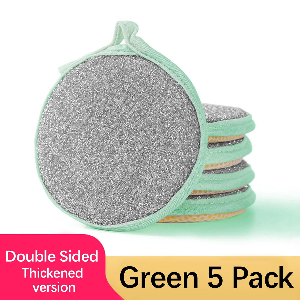 Sponges Kitchen Multi-Purpose,5Pc Non-Scratch Sponges for Cleaning, Along with Heavy Duty Scrubbing Power - Reusable Double-Sided Dish Sponge for Dishes, Pots and Pans Green