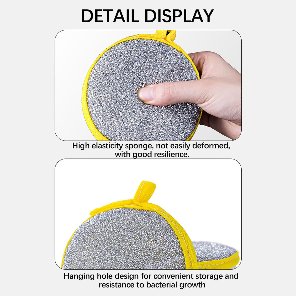 Sponges Kitchen Multi-Purpose,5Pc Non-Scratch Sponges for Cleaning, Along with Heavy Duty Scrubbing Power - Reusable Double-Sided Dish Sponge for Dishes, Pots and Pans Yellow