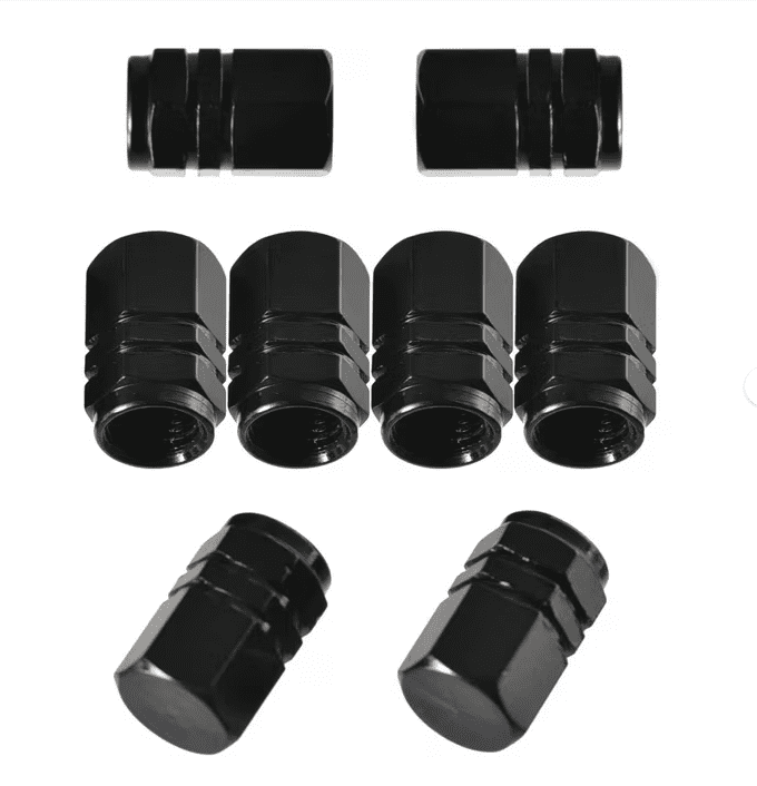 Tool Bag Stainless Steel Valve Cap Black Nut 8Pcs, 8 Tire Stem Caps Wheel Covers Car Tire Cap Hexagon Shape (Black) Black