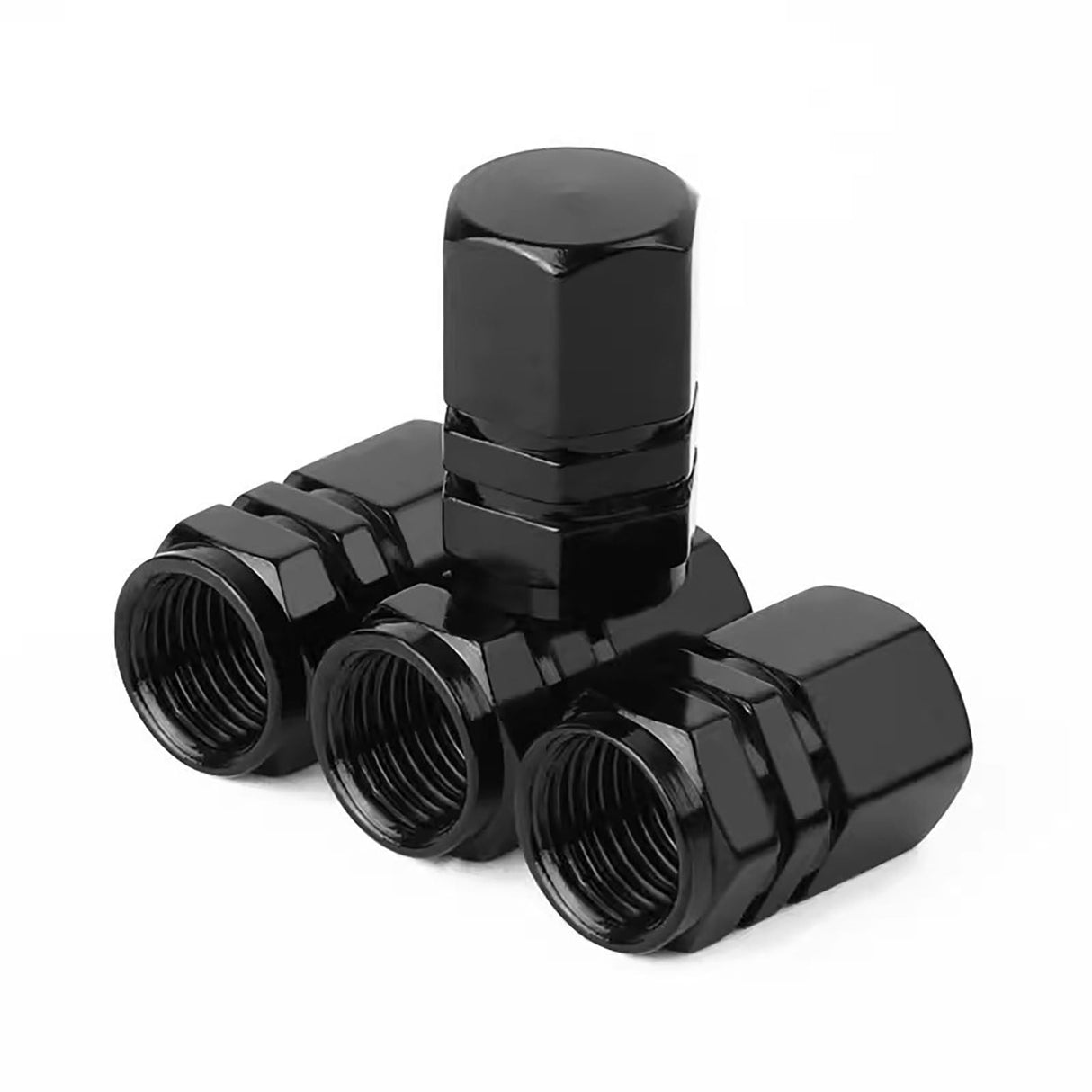Tool Bag Stainless Steel Valve Cap Black Nut 8Pcs, 8 Tire Stem Caps Wheel Covers Car Tire Cap Hexagon Shape (Black) Black