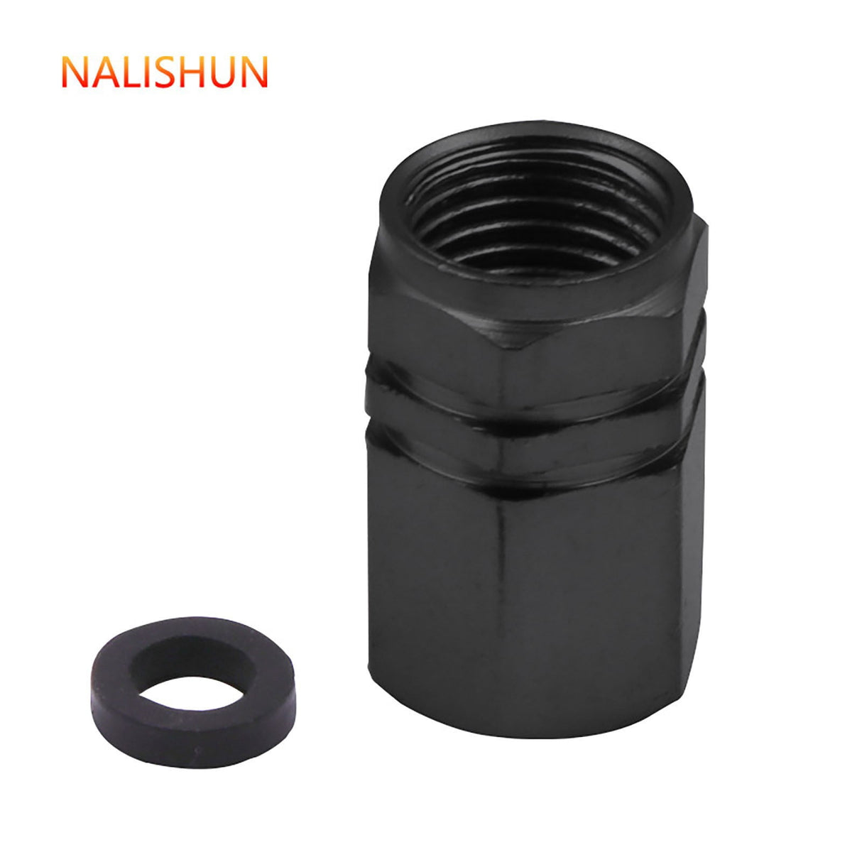 Tool Bag Stainless Steel Valve Cap Black Nut 8Pcs, 8 Tire Stem Caps Wheel Covers Car Tire Cap Hexagon Shape (Black) Black