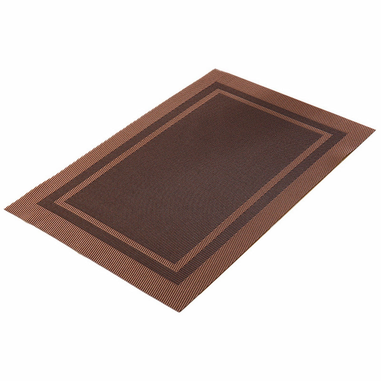 Elegant Woven Vinyl PVC Dining Placemats, Stain‑Resistant Heat‑Proof Non‑Slip Table Mats with Matching Coasters for Home Kitchen, Brown