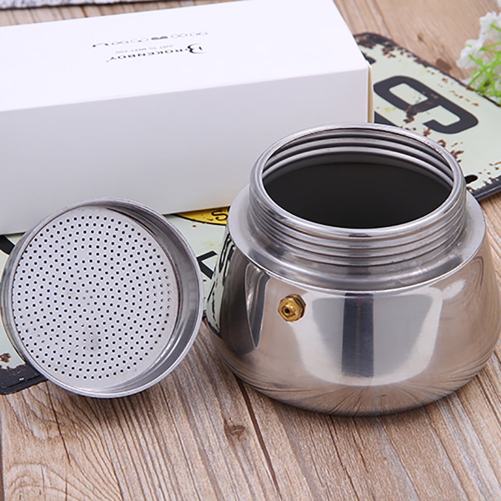 Coffee Maker (2 Cup Capacity) Stainless Steel Mocha Espresso Latte Percolator Stove Top Coffee Maker Pot Too 15x7.8cm Silver