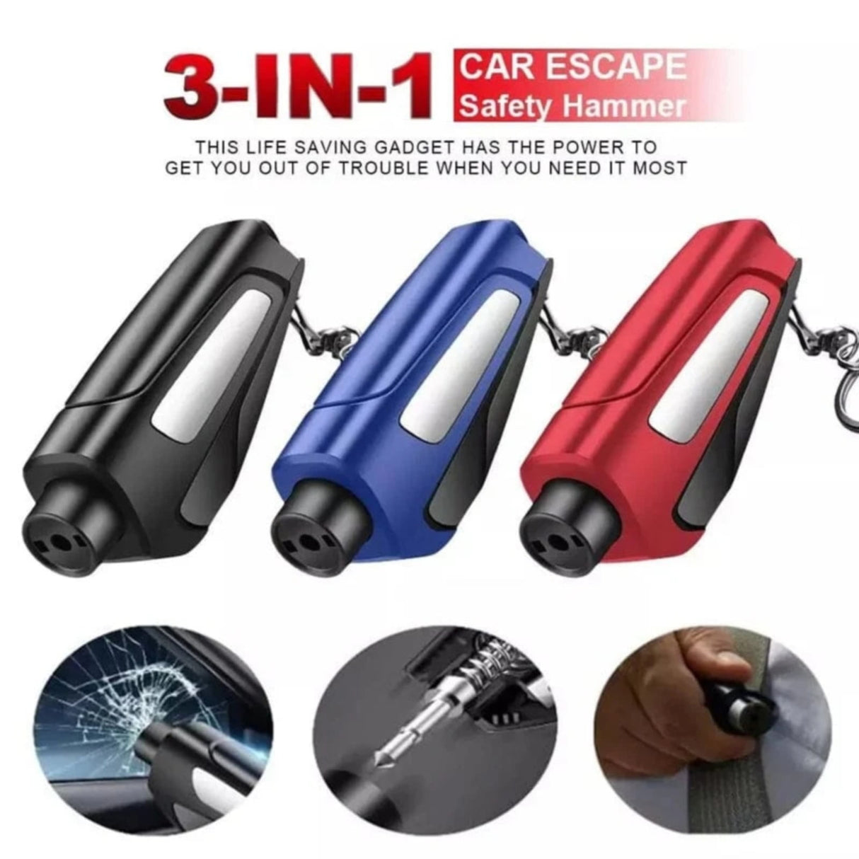 In 1 Car Window Glass Breaker Blue a , 1x Car Window Breaker Car Hammer Mini Window Belt Cutting Multi Functional Escape Hammer God Device Car Emergency Kit 3.9" x 3.9" x 1.2" Black