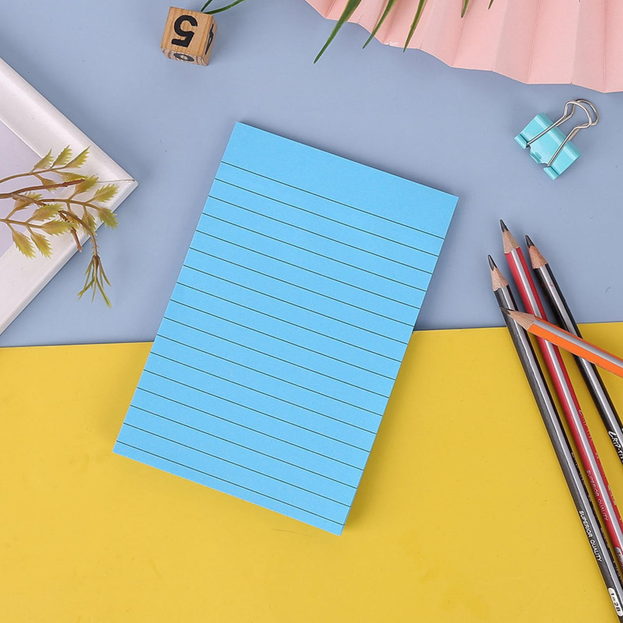 1 Pads Lined Sticky Notes 4x6 Sticky Notes with Lines Self Stick Note Pads 8 Bright Multi Colors 50 Sheet/Pad, Note x1 Lake Blue Horizontal line sticky notes Lake blue