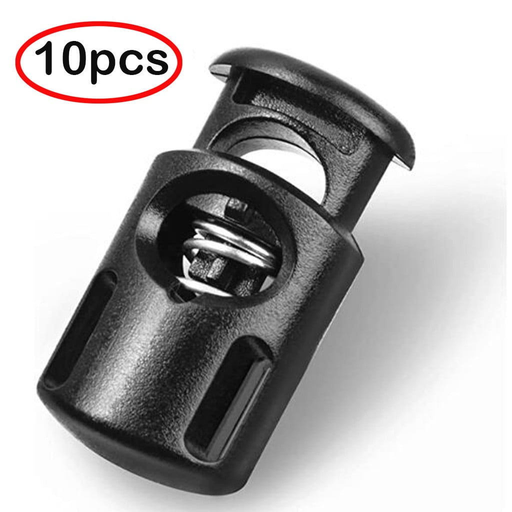 Hot !10Pc Rope Cord Locks Clip End Single Holes Luggage Lanyard Fasten Stopper Sliding, 10Pcs Spring Buckles Spring Buckle One Size Spring buckle