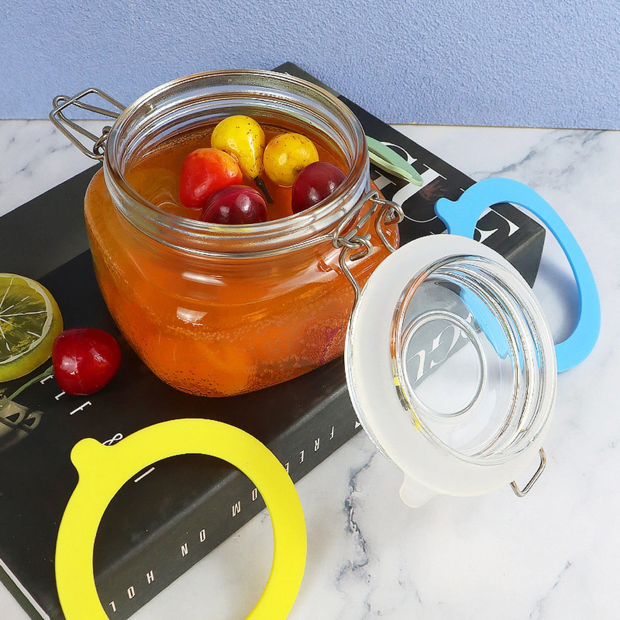 30Pcs Silicone Jar Gaskets Replacement Silicone Seals Airtight Silicone Gasket Sealing Rings for Regular Mouth Canning Jar- 30pcs Grey*6+White*6+Red*6+Orange*6+Green*6