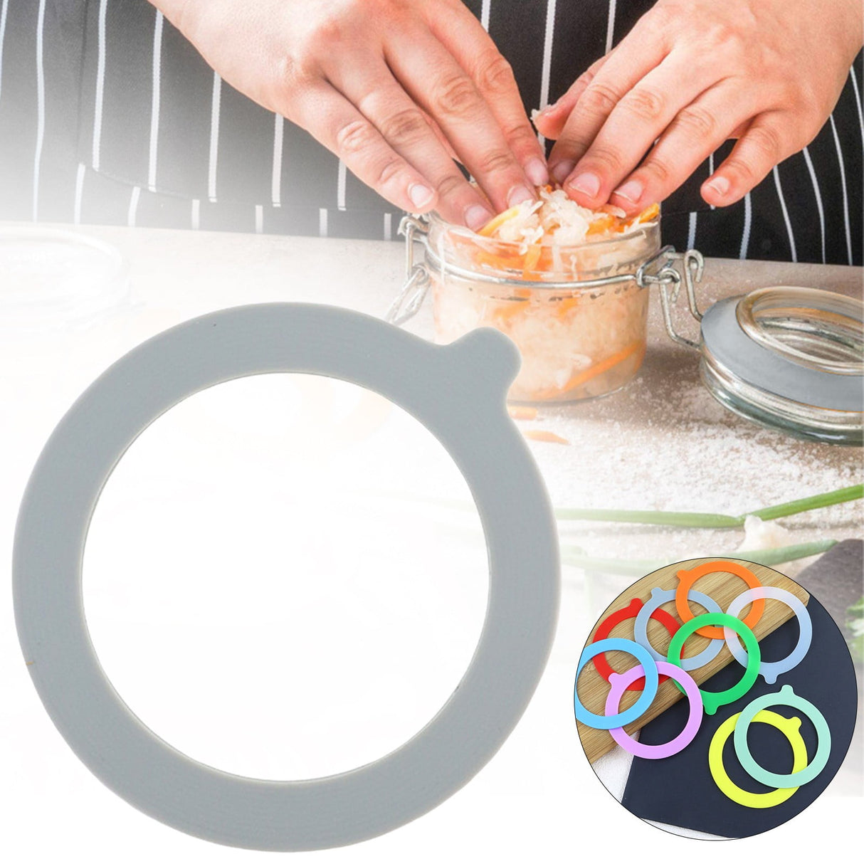 30Pcs Silicone Jar Gaskets Replacement Silicone Seals Airtight Silicone Gasket Sealing Rings for Regular Mouth Canning Jar- 30pcs Grey*6+White*6+Red*6+Orange*6+Green*6