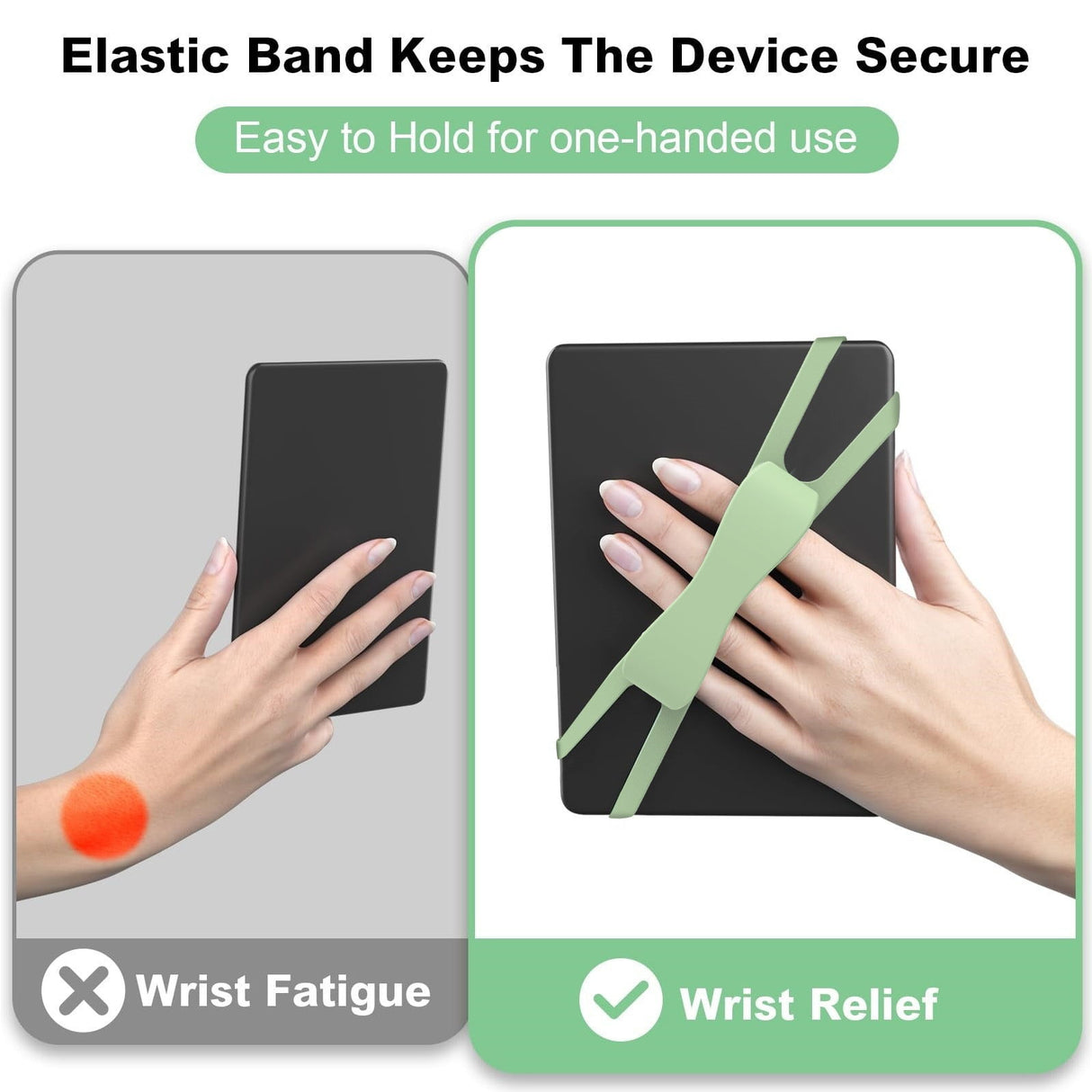 Blue Flat Plate Fixing Wrist Strap D Light Green Elastic Tablet Strap for Fingers Comfortable Adjustable for Reading and Watching Videos 6 Color Options 18.5 cm F