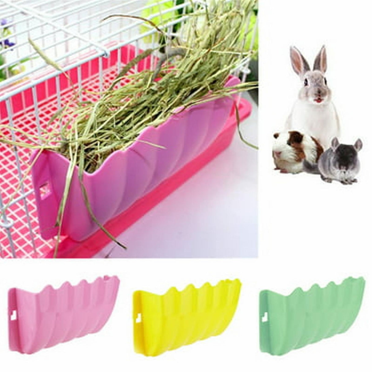 Hanging Hay Dispenser for Pet Rabbits, Rabbit Feeder Small Animal Hay Bowl Hay Holder Large Capacity Feeder for Bunny Pig Light Blue