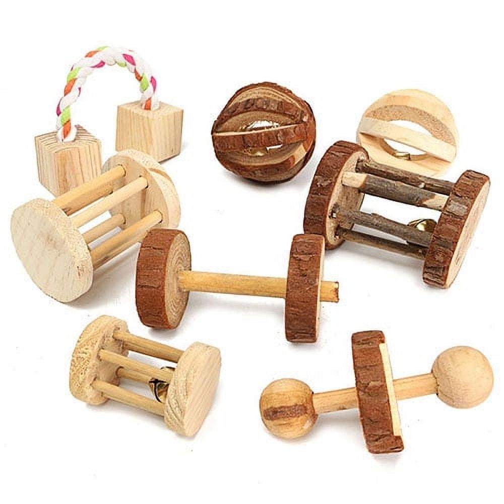 Wooden Hamster Molar Chew Toy, Natural Pine Small Pet Accessory for Guinea Pig Chinchilla Bunny Teeth Care