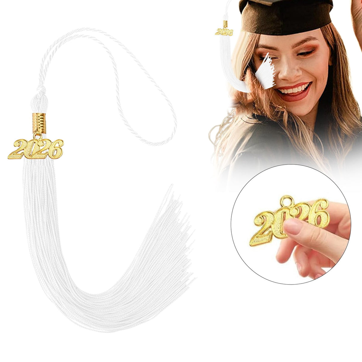 2026 Tassel Graduation, White Graduation Tassel, Tassel Charms for Graduations Cap Decorations, Tassels Memorial Grad Cords Class of 2026 High School Graduate Hat Ceremonies Accessories 1pc 2026 Graduation Season Hat Tassel Pendant Purple