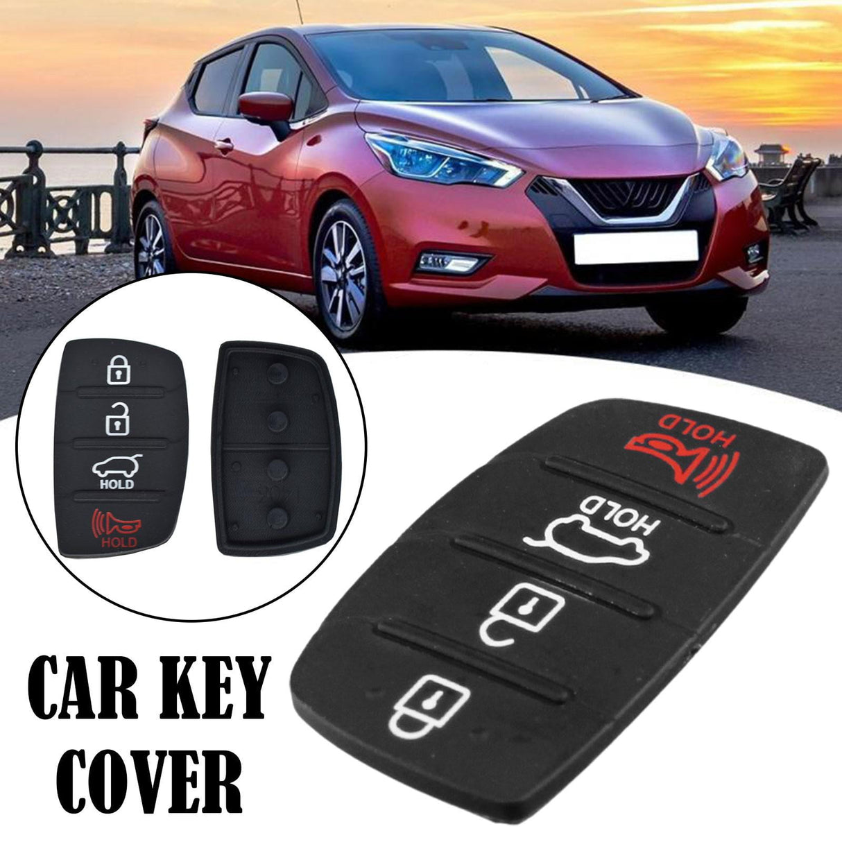 For Hyundai Replacement Rubber Pad Fit For 4 Button Remote Fob Key Black T0F3