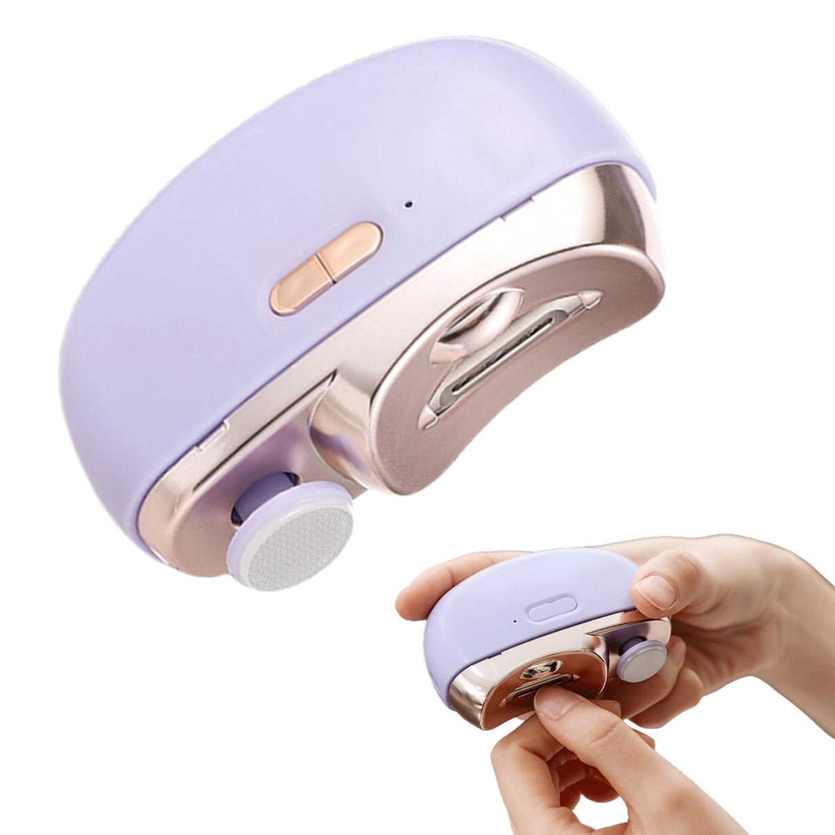 Electric Automatic Nail Clipper with Light Fingernail Cutter and Polisher 2in1 Nail Scraps Storage Rechargeable Safety Fingernail Trimmer for Baby Seniors Adult Gift Purple