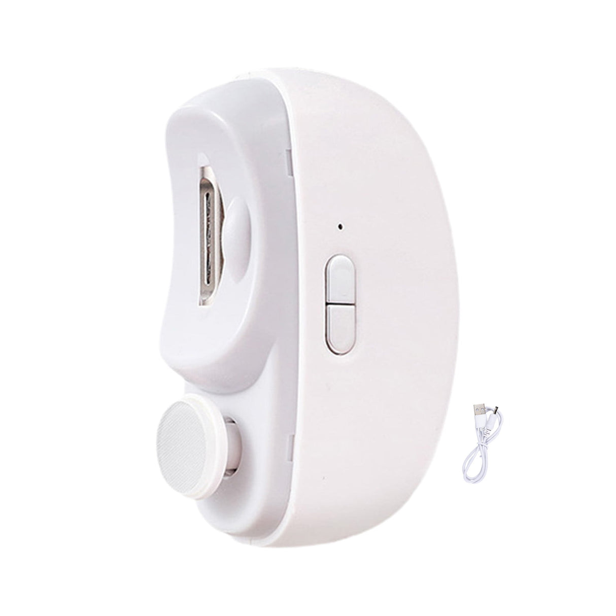 Electric Automatic Nail Clipper with Light Fingernail Cutter and Polisher 2in1 Nail Scraps Storage Rechargeable Safety Fingernail Trimmer for Baby Seniors Adult Gift White