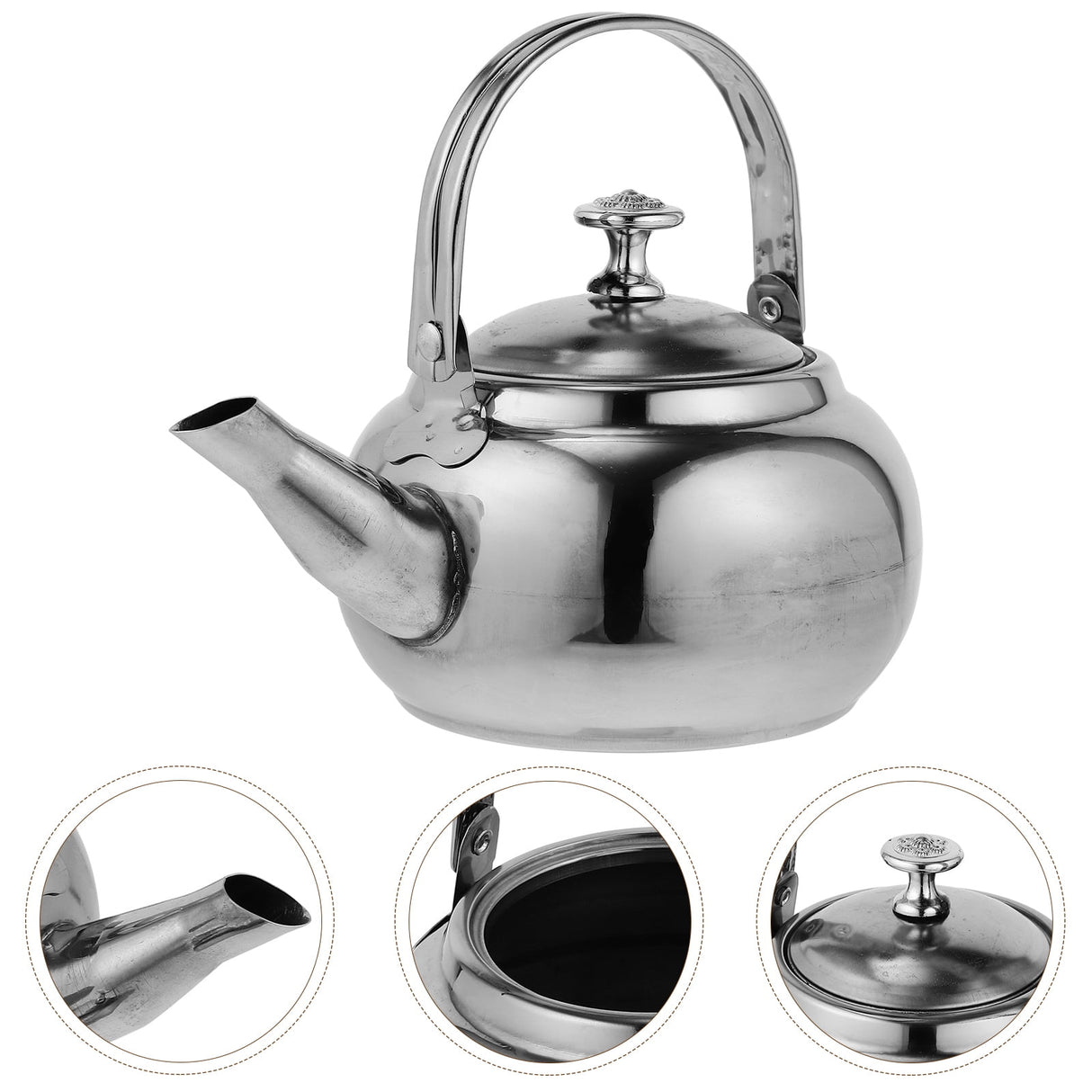 Stainless Steel Whistling Tea Kettle Stovetop Tea Pot Fast Boiling Heat Water Tea Pot 6.7" x 5.5" x 4.3" Silver