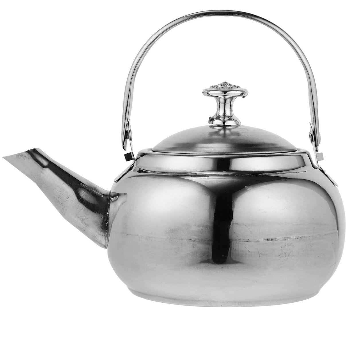 Stainless Steel Whistling Tea Kettle Stovetop Tea Pot Fast Boiling Heat Water Tea Pot 14X11CM Silver