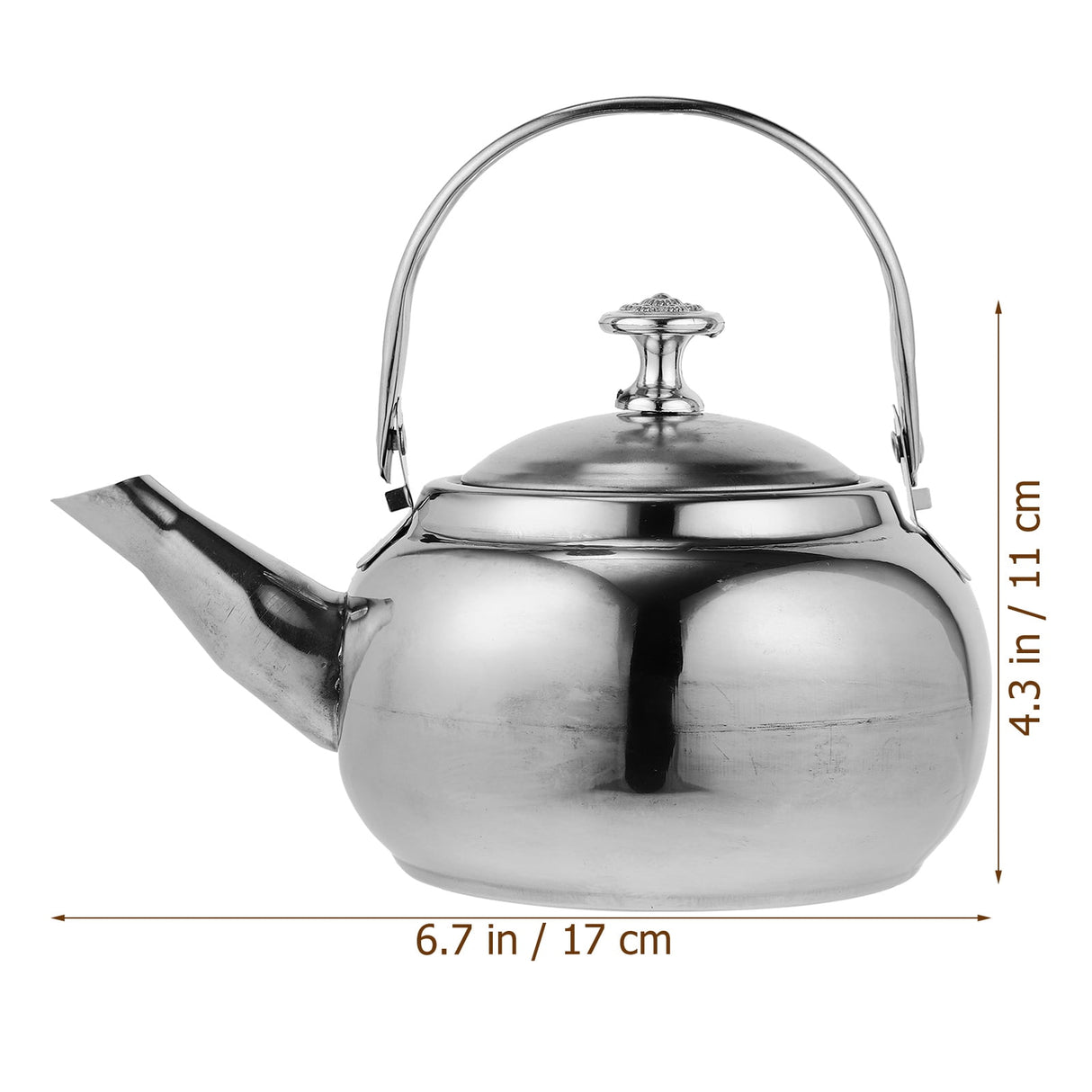 Stainless Steel Whistling Tea Kettle Stovetop Tea Pot Fast Boiling Heat Water Tea Pot 14X11CM Silver