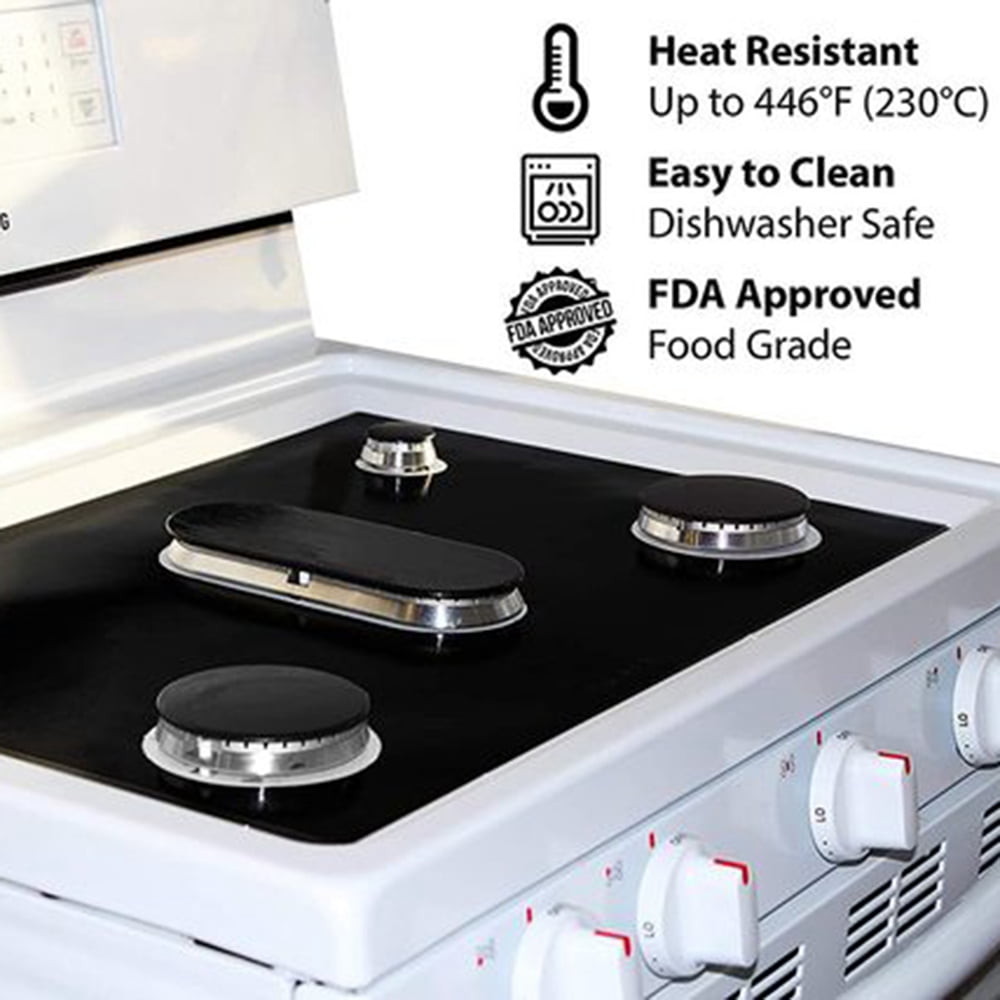 1PCS Stove Protector Cover Liner for 5 Burners Gas Stove Protector Kitchen Accessories Mat Stove Top Cover Gas Stove Cover 41.5*62cm Black