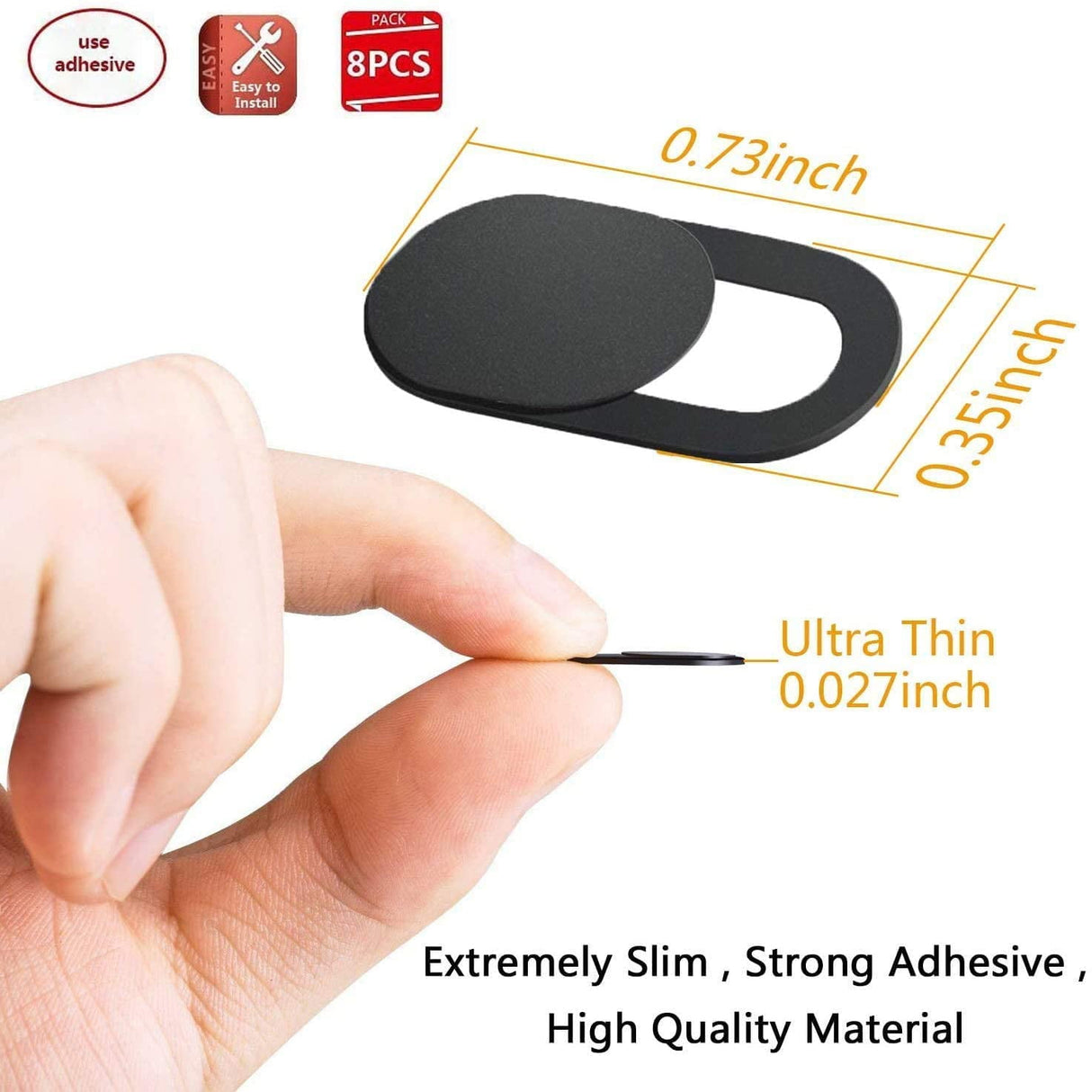 3 Pack Webcam Cover Slider for Privacy, 0.027in Ultra Thin Design Web Camera Cover Slide for Laptop, Desktop, PC, Tablet, Smartphone and More - (Black)
