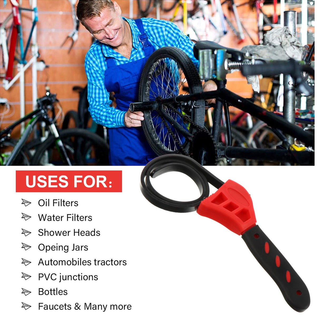 1pc Multifunctional Adjustable Rubber Strap Belt Wrench Universal Bottle Opener