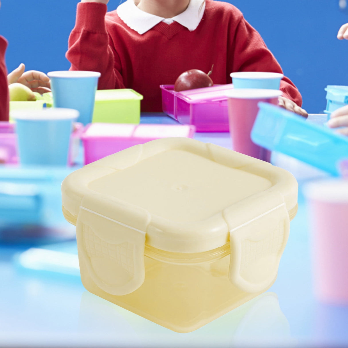 Kitchen, Kitchen Tools , Mini Plastic Food Storage Containers with Lids, Small Airtight Containers, Square School Lunch Containers for Children, Leftover Food Containers Yellow