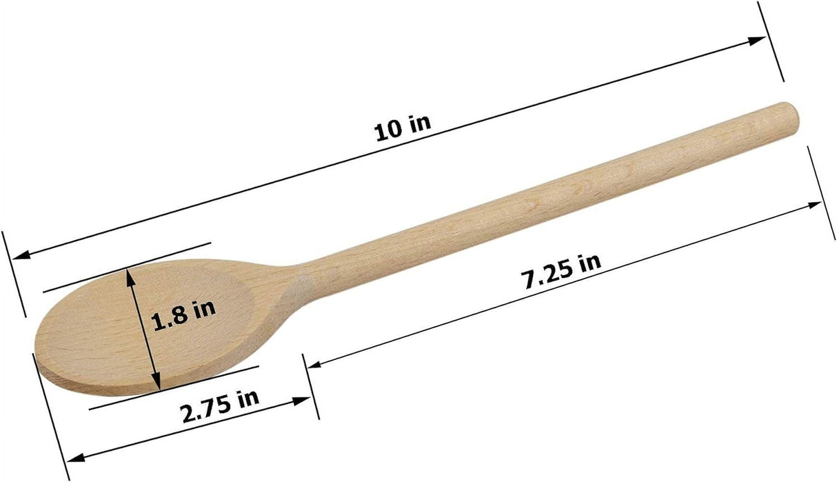 3Pcs 10 Inch Long Wooden Spoons for Cooking - Oval Wood Mixing Spoons for Baking, Cooking, Stirring - Sauce Spoons Brown