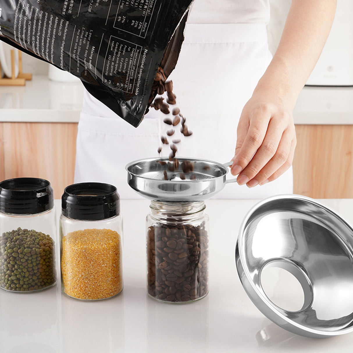Stainless Steel Canning Funnel Lightweight Wide Mouth Jar Funnel With Handle for Wide and Regular Mouth Jars Food Grade Metal Jam Kitchen Tool S(4.13" x 1.97")