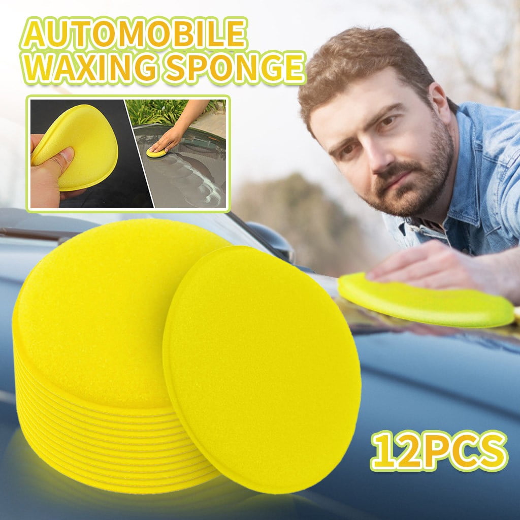 Cleaning Brush ! Sponge Pad Wax Household for Car Cleaning Polishing Polishing Kit Car Applicator Cleaning Supplies, Cleaning Brush Promotion Include 12X Car Washing Sponge Yellow