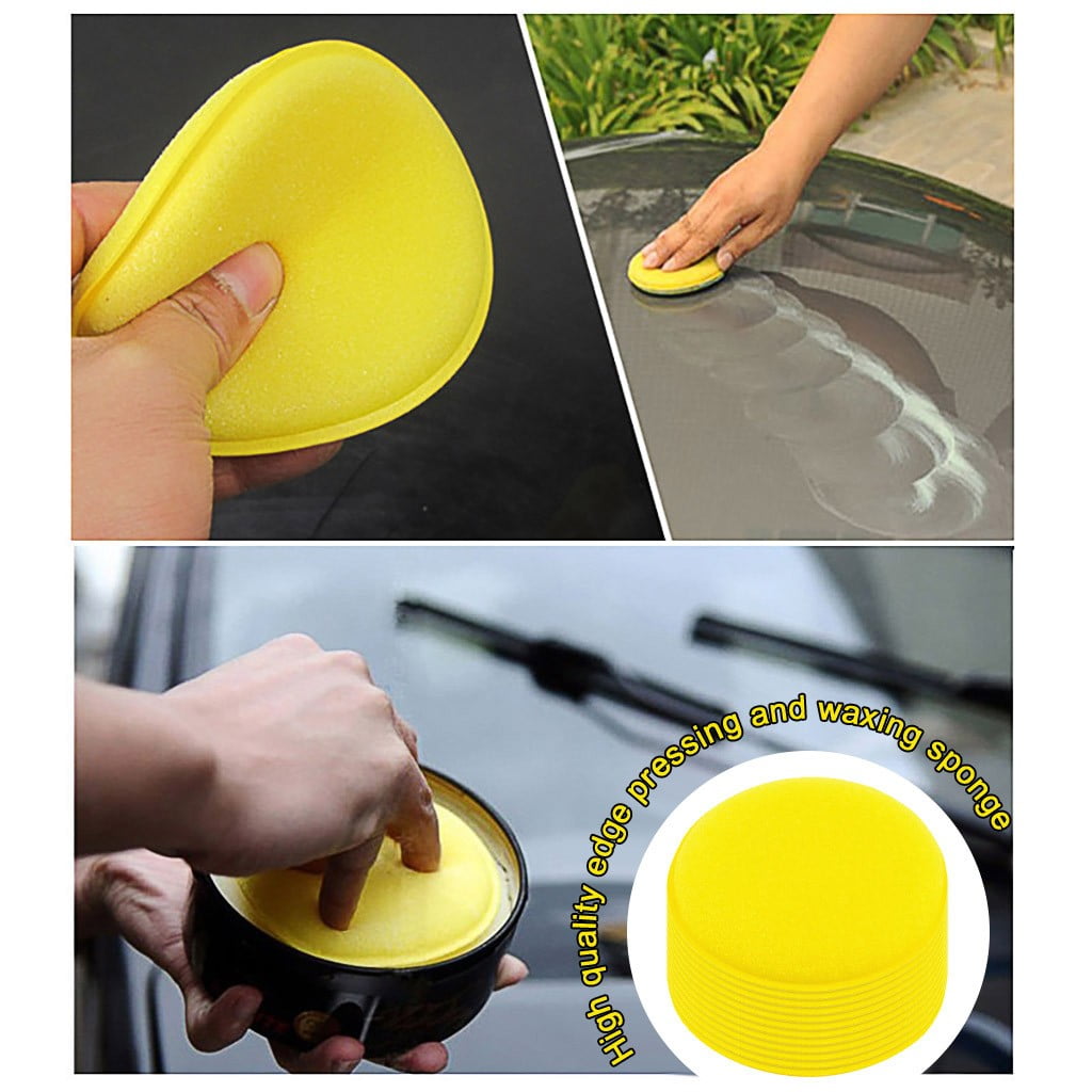 Cleaning Brush ! Sponge Pad Wax Household for Car Cleaning Polishing Polishing Kit Car Applicator Cleaning Supplies, Cleaning Brush Promotion Include 12X Car Washing Sponge Yellow