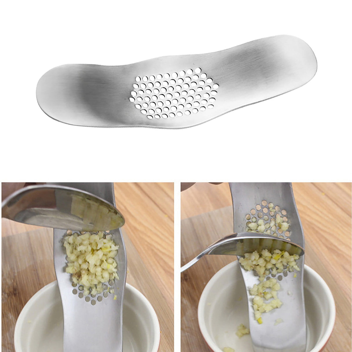 Garlic Press ! Press Mincer Steel Chopper Rocking Peeler Stainless Crusher Garlic Tool Tools Home Improvement, Garlic Press Promotion Include 1 Stainless Steel Garlic and Ginger Grater AS shown