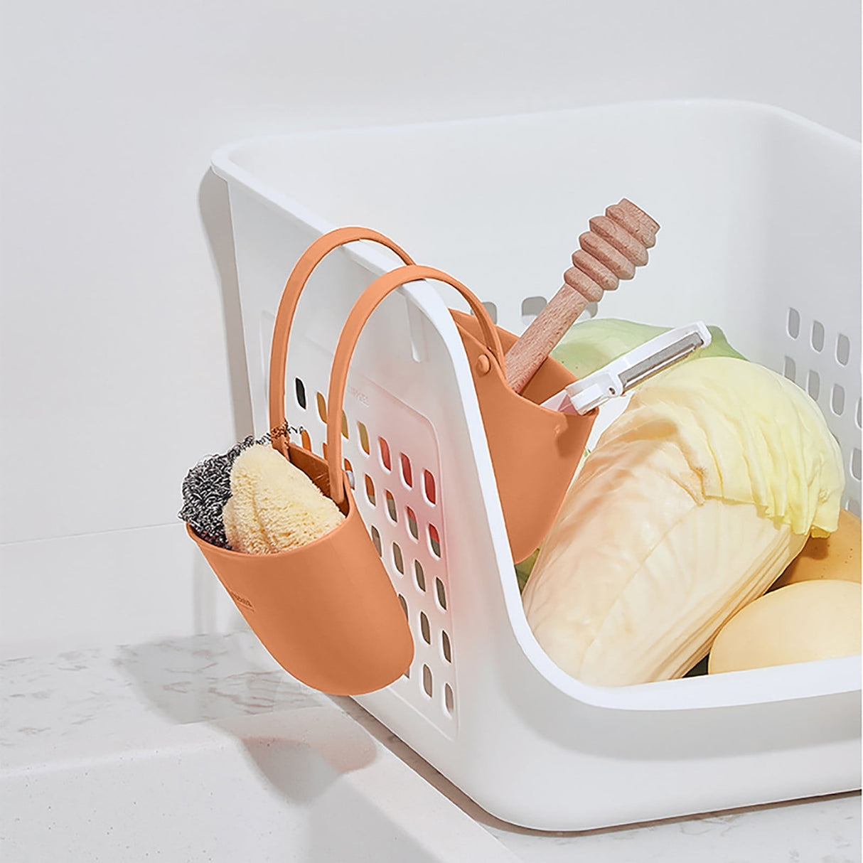 Drain Rack ! Double Layer Kitchen Sink Storage Hanging Bag Home Multis Function Faucet Debris Storage, Kitchen Drain Rack Promotion Include 1Pc Drain Basket C